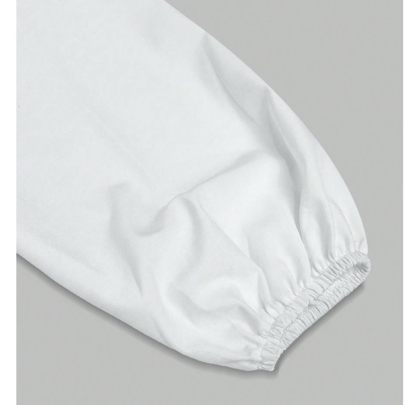 Classic White Solid Ruffle detail V neck Long sleeve Top - Picture 3 of 5